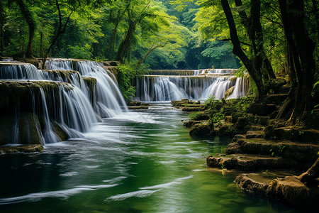 美丽的瀑布背景图片