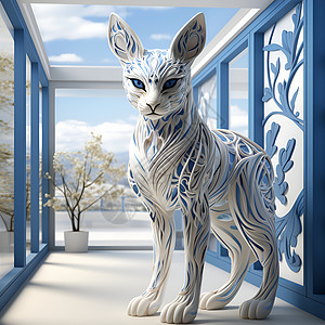 3D艺术现代艺术的猫咪艺术品插画