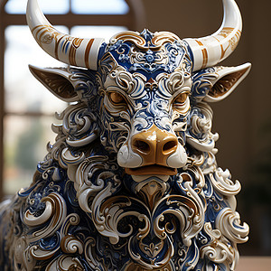 牛首装饰瓷砖艺术品高清图片