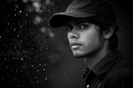 雨中站立的男子背景图片