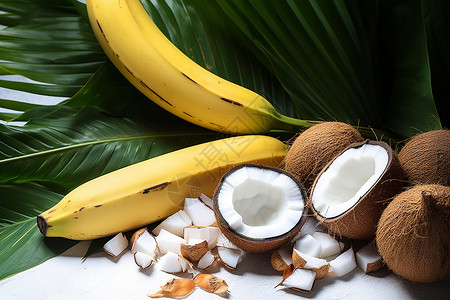 椰子与香蕉背景图片