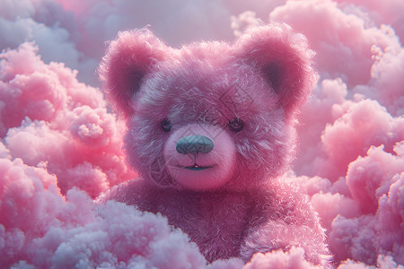 云朵中坐着一只泰迪熊背景图片
