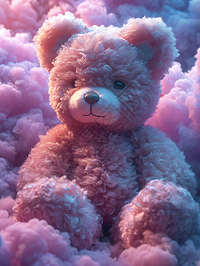 云彩中萌动的泰迪熊背景图片