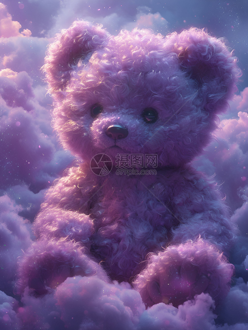 紫色毛绒玩具熊图片