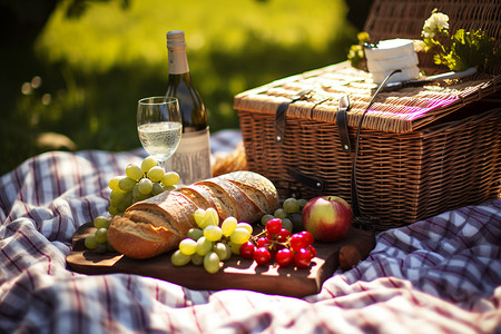 夏日野餐美食背景图片
