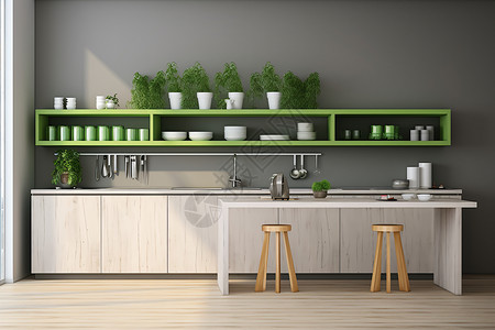 现场厨房的绿植背景图片