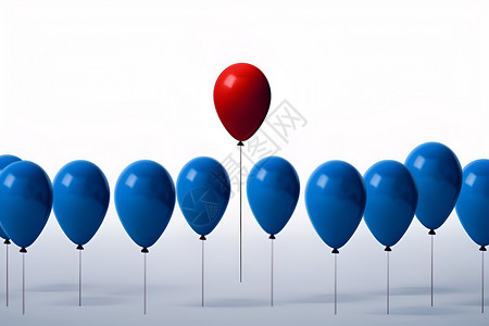 红色背景商业突出的红色气球插画