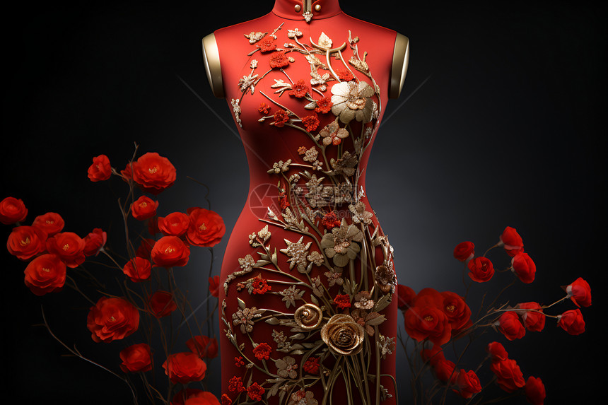 人体模特上的旗袍图片