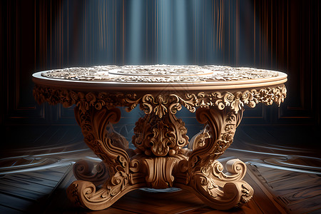 木头雕刻的金色桌子背景图片