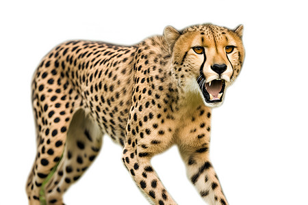 白色背景中的猎豹背景图片