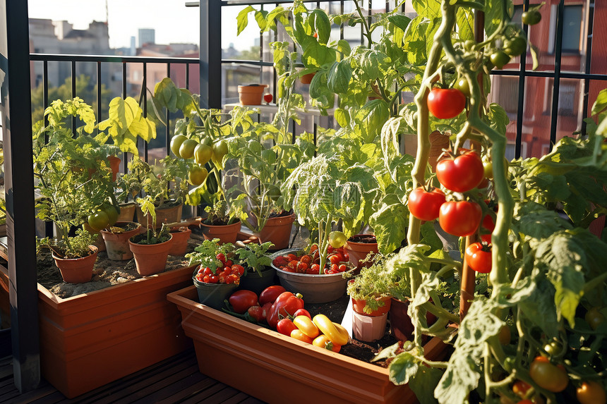阳台上种植的番茄图片