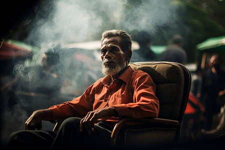 抽烟男子老人吸烟高清图片