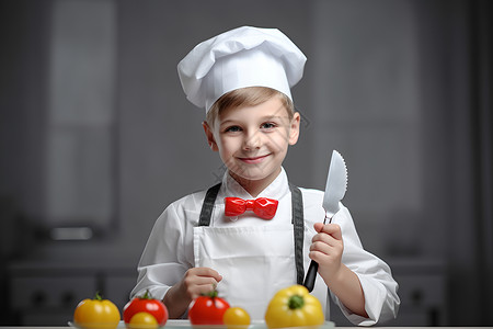 穿着制服的小厨师背景图片