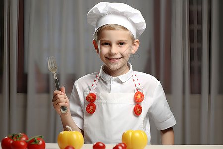 热情洋溢的小厨师背景图片