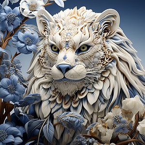 精美艺术的老虎雕像插图背景图片
