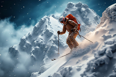 飞跃山林的滑雪者背景图片