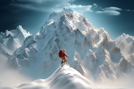 飞跃雪山的滑雪者背景图片