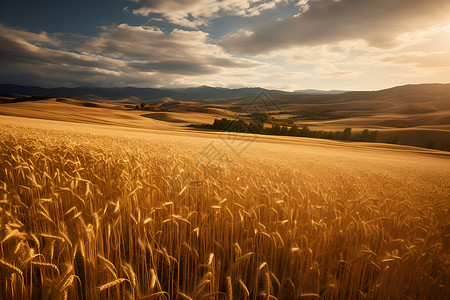 麦田中的小麦背景图片