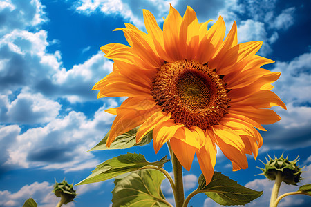蓝天下的太阳花背景图片