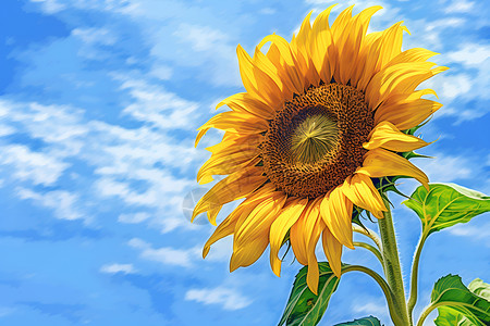 蓝天下的向日葵植物背景图片