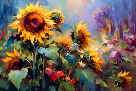 绘画的向日葵背景图片