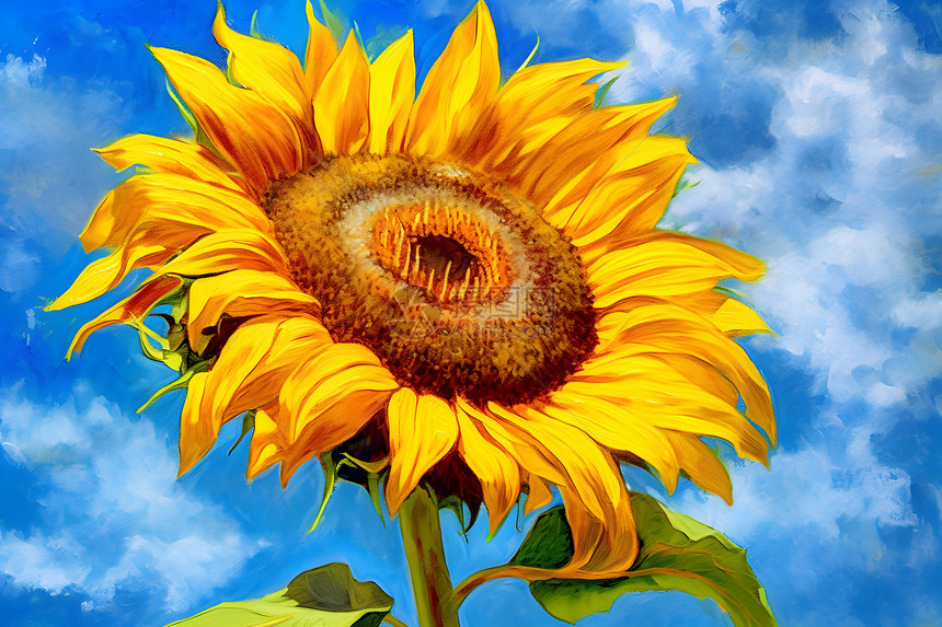 绘画的黄色向日葵植物图片