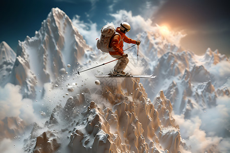 自由式户外滑雪高清图片