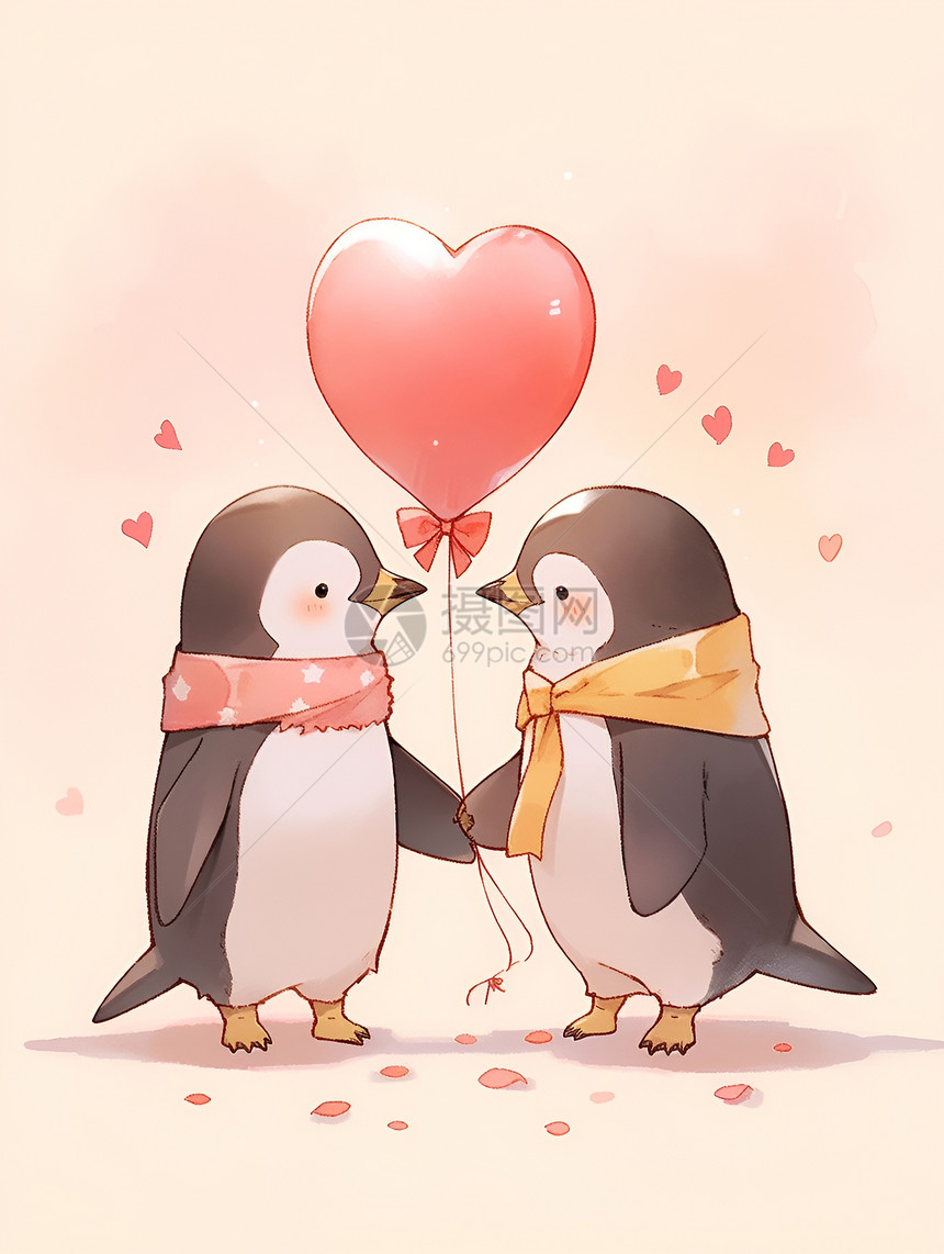 甜蜜的情侣企鹅图片