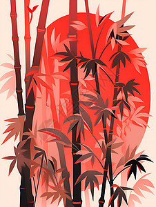 卡通风格的竹林背景背景图片