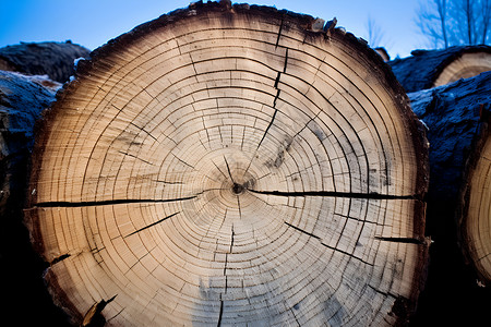 砍伐的木桩年轮纹理背景背景图片
