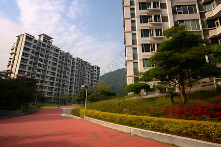 现代化的多层建筑园区背景图片