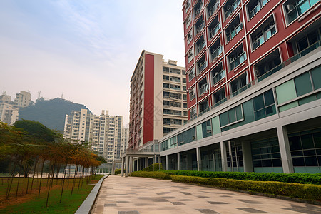 住宅园区的多层建筑背景图片