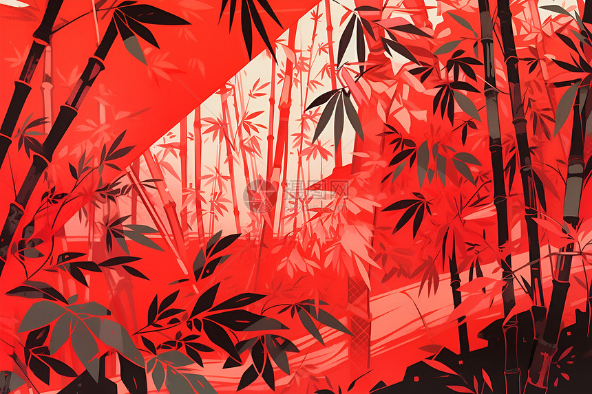 红色竹林背景图片