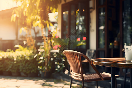咖啡桌椅咖啡馆的阳光午后背景