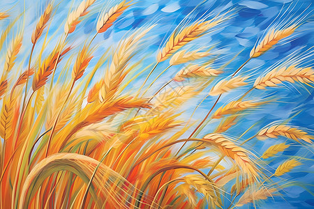 秋季田地中的小麦背景图片
