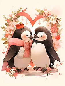 企鹅情侣背景图片