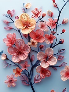 花朵剪纸背景图片