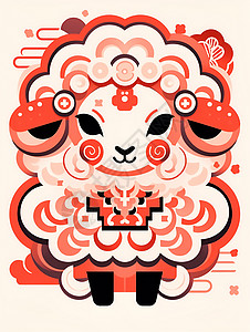红白设计的绵羊背景图片