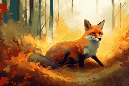 探索森林的狐狸背景图片