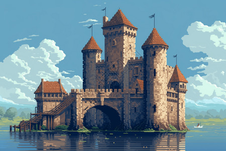 中世纪背景中世纪城堡插画