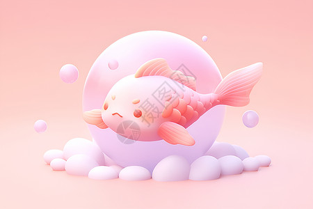 梦境中的粉色鱼背景图片