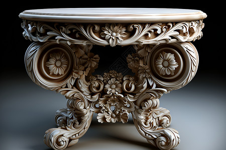 欧美雕刻花纹精致花纹的白色桌子背景