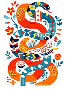 卡通风格的蛇形象插图背景图片