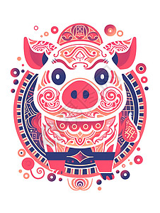 神奇的猪形象图标插图背景图片