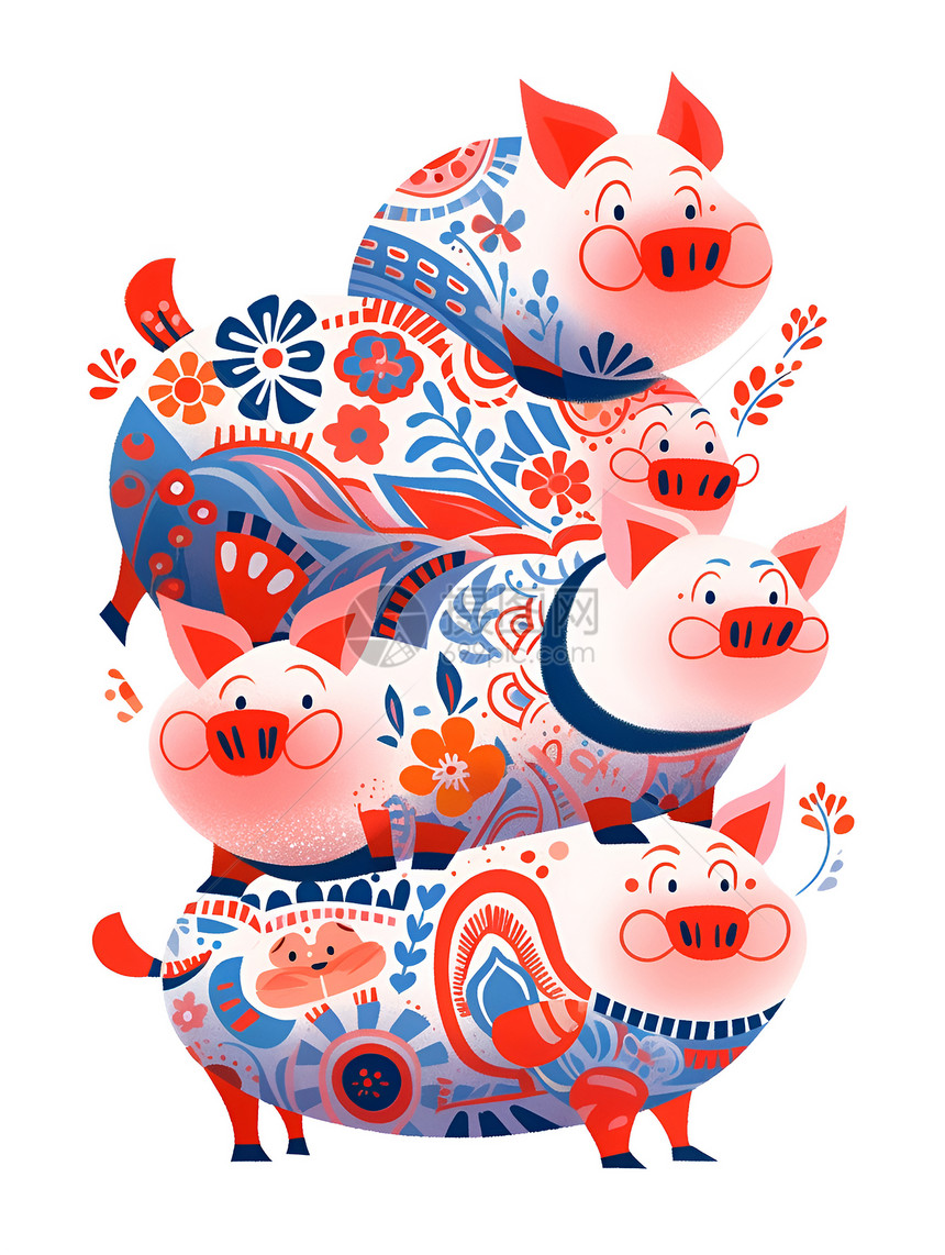 十二生肖系列的猪形象图标图片