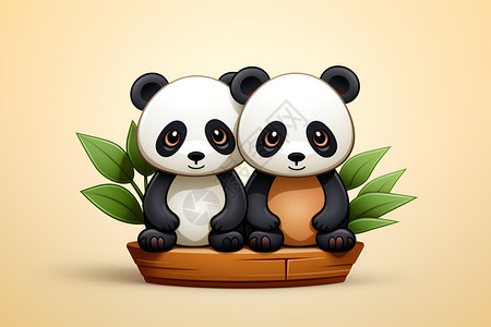 可爱的卡通熊猫图标插图背景图片