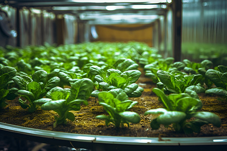 室内温室培育的绿植蔬菜背景图片