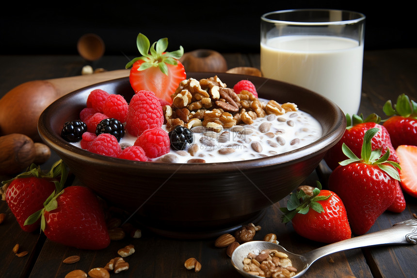 健康饮食的酸奶燕麦图片
