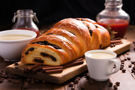 美味早餐的法式蛋糕背景图片