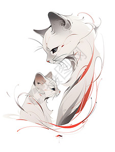 两只猫咪的简笔画背景图片